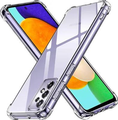 Two transparent phone cases are shown diagonally overlapping each other against a white background.