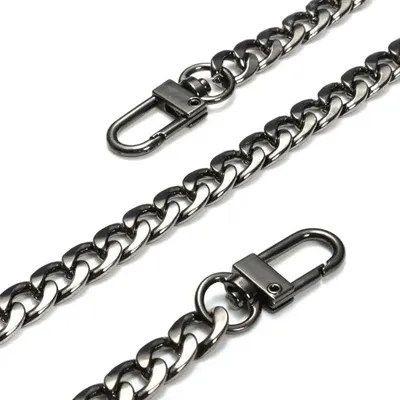 Obrázek produktu pro Řetěz na kabelku – popruh přes rameno – kovový náhradní popruh pro tašku – odnímatelný řetězový popruh, délka 60 cm – černý