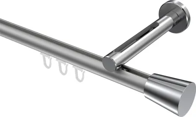 Produktbild von Interdeco Innenlaufstange / Gardinenstange mit Innenlauf Silbergrau / Chrom, Typ Siteno Sitra (Konus), 20 mm Ø 1-läufig, 400 cm