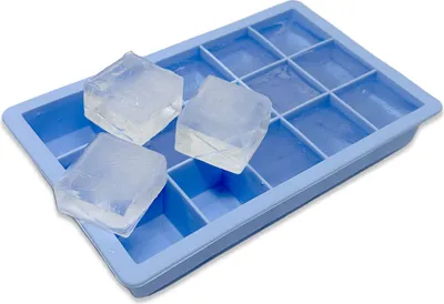 Produktbild von 2x XXL Silikon Eiswürfelform für große Eiswürfel 3,2 x 3,2 x 3 cm Blau