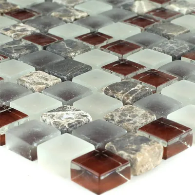 Produktbild von Mosaikfliesen Glas Marmor 15x15x8mm Braun