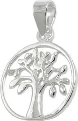 Produktbild von Anhänger Halsschmuck, Baum des Lebens Lebensbaum, rund glänzend 925 Silber