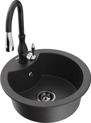 Produktbild von Mexen Diego 1-Becken-Granit-Spüle mit Mischbatterie Savita, Schwarz gesprenkelt - 6512-76-672601-70-B