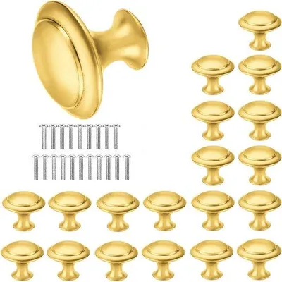 Image de Petits boutons de meuble rétro 27 x 23 mm, dorés brossés