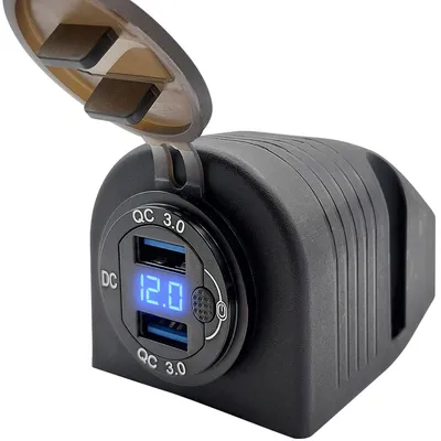 Produktbild von ProRide 12V USB-Steckdose 2 Ports QC3.0 Schalter+Voltmeter - Komplettset
