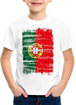 Produktbild von BaumwolleCloud Portugal Vintage Flagge Kinder T-Shirt EM WM Olympia