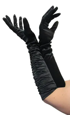 Produktbild von Deluxe Handschuhe lang Schwarz glänzend lange schwarze Kostüm