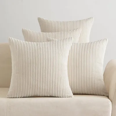 Produktbild von EMEMA Kissenbezug Kordsamt Zierkissenbezug 50x50 cm 4er Set Creme