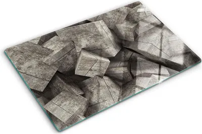 Produktbild von Tulup Glas Herdabdeckplatte - 80x52 cm - Glaskeramikkochfeld-Abdeckung Spritzschutz Glasabdeckplatte - Einteilig - Kunst: Modern & Klassisch - Betonwürfel - Grau