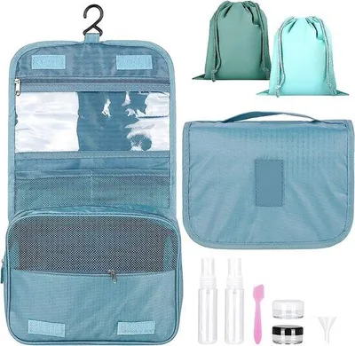 Produktbild von Reise-Toilettasatz, 9-teilig, blau, für Männer und Frauen