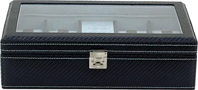 Produktbild von Friedrich Lederwaren Uhrenkasten mit LEDLicht, Carbon, Feinsynthetik, 9Uhren, dunkelblau 29,5 x 17 x 8,5cm dunkelblau; 32059-5