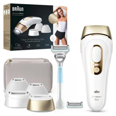 Zdjęcie produktu dla Braun Silk-expert Pro PL5356, Złoto, Biały, Intensywne światło impulsowe (IPL), Prąd przemienny