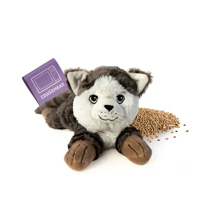 Produktbild von Habibi Plush Classic Wärmetier Katze getigert Kuscheltier Wärmekissen Wärmflasche