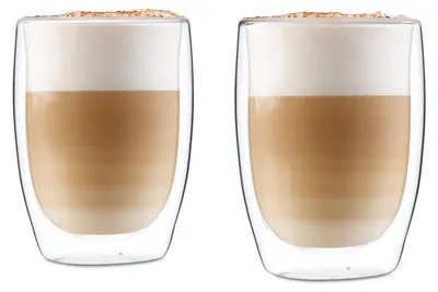 Produktbild von Glaswerk Latte Macchiato Gläser Doppelwandig, Gläser Set mit 2 Kaffeetassen, Cappuccino Tassen aus Glas, Doppelwandige Gläser, Isoliertes Trinkglas, Teegläser -30 bis 150°C, Cappuccino Gläser 350ml