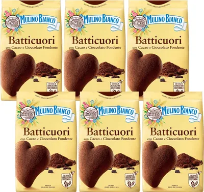 Produktbild von MULINO BIANCO Batticuori Italienisches Mürbegebäck Kakao Kekse 350g x 6 pakete (Batticuori, x6)