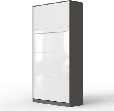 Produktbild von SMARTBett Schrankbett Standard  Anthrazit/Weiss Hochglanzfront 90 Vertikal