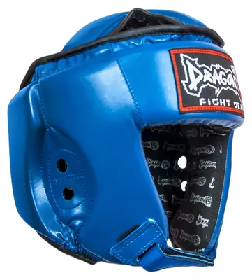 Productafbeelding van Dragondo 11785-P Hoofdbescherming voor kickboksen & Muay Thai – Gesloten boksh helm met wang- en hoofdbescherming, CE-gecertificeerd, zwart/rood/blauw (blauw, maat M)