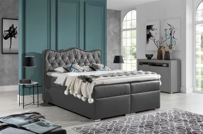 Produktbild von Boxspringbett Schlafzimmerbett SAHAN 200x200cm Kunstleder Dunkelgrau