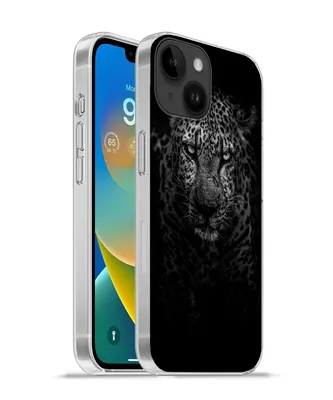 Produktbild von MuchoWow® Handyhülle Schutzhülle Hülle für Apple iPhone 14 - Softcase Leopard - Schwarz - Weiß Silikon Softcase Handy Hülle - Mobiltelefonhülle