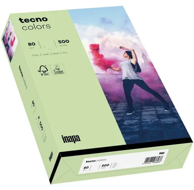 Produktbild von inapa 2100011443 Multifunktionspapier tecno® colors - A3, 80 g/qm, mittelgrün, 500 Blatt