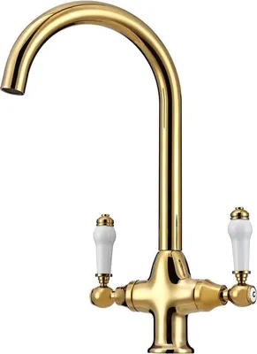 Produktbild von Retro-Küchehahn – Mischwasserhahn – mit Ablauf – Küchenarmatur – um 360 Grad schwenkbar