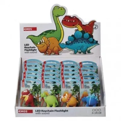 Obrázek produktu pro Přívěsek - LED světlo, dinosaurus/zvuk, 24 ks