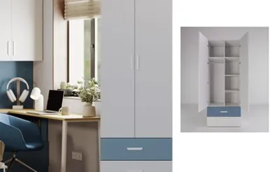 Produktbild von Kleiderschrank LUMINI, Schrank mit Stauraum, Kinderzimmer (Cashmiere + Altrosa)