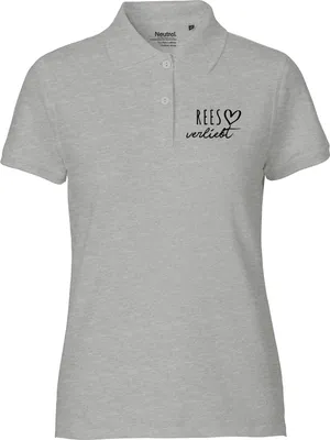 Produktbild von Huuraa Damen Polo Shirt Rees verliebt S Sport Grey Bio Baumwolle Fairtrade Poloshirt Geschenkidee