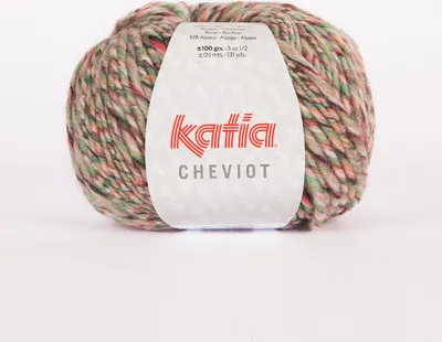 Produktbild von CHEVIOT von Katia - ROSA/GRÜN (102) - 100 g / ca. 120 m Wolle