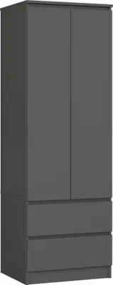 Produktbild von Kleiderschrank AKORD S60 Graphitgrau 60 cm 2 Türen 2 Schubladen Regal B60 x H180 x T51 cm
