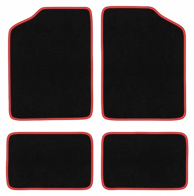 Zdjęcie produktu dla Dywaniki samochodowe welurowe CARLUX-RED do: Renault 5 (1972-1985, hatchback) czarne z czerwonym obszyciem, z mocowaniami