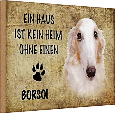 Produktbild von Holzschild Spruch Borsoi 30x20cm Haus ist kein Heim ohne