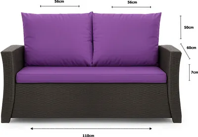Produktbild von Gartenkissen Set Violett – 110x60 + 2x50x56 cm – Für Gartensofa – Weiche Auflagen für Rattan/Polyrattan – Abnehmbare Bezüge