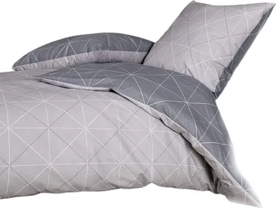 Produktbild von Davos Janine Biber Bettwäsche 2tlg grau Silber 65101-08 | Bettwäsche-Set aus 100% Baumwolle | 2 teilige Wende-Bettwäsche 135x200 cm & Kissen 80x80 cm | Geometrisches Muster