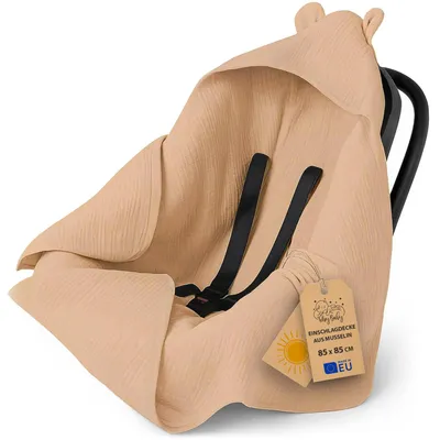 Produktbild von Einschlagdecke Babyschale Baby Decke Musselin 90x90 cm - Winterschlafsack Blanket Fußsack Kinderwagen Zubehör für Neugeborenen und Kleinkinder Winter