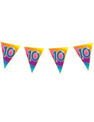 Zdjęcie produktu dla Girlanda flagowa 5 m, 10 flag, 10 lat