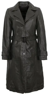 Produktbild von Mauritius - Damen Trenchcoat Ledermantel Gürtel Lammnappa schwarz : XXL