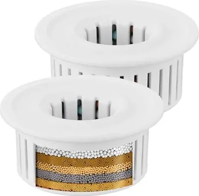 Produktbild von 2er-Pack langlebige Duschfilterkartuschen, 15-stufiger Universal-Ersatzfilter für Duschköpfe, entfernt Chlor, Schwermetalle und Verunreinigungen, Wasserfiltersystem mit hohem Durchfluss