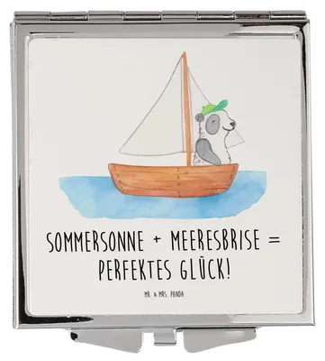 Produktbild von Mr. & Mrs. Panda Schminkspiegel Sommer Meer Glück - Weiß - Geschenk, Kosmetikspiegel, Natur, Inspiration, Reise, Sonnenstrahlen, Urlaub Am, Küste, Sommerferien