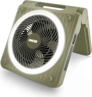 Immagine prodotto di Ventilatore solare ricaricabile Unold da campeggio Ø 20 cm 5 impostazioni di velocità verde