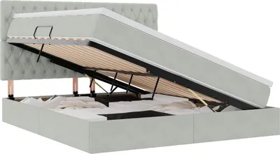 Obrázek produktu pro vidaXL Úložná postel s matrací světle šedá 160 x 200 cm sametová