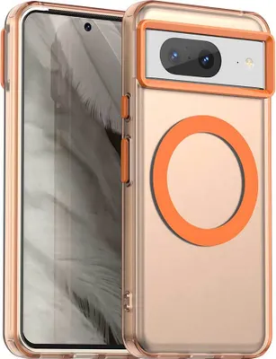Produktbild von Magnetisch Hülle für Google Pixel 8, Schlank Durchscheinend Matt Stoßfest Handyhülle Orange