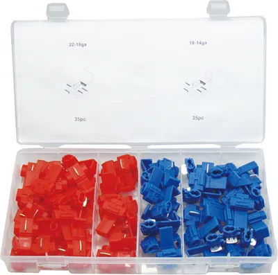 Produktbild von 70 x Lötfreie Stromdieb / Abzweigverbinder Quetschverbinder Sortiment ROT + BLAU