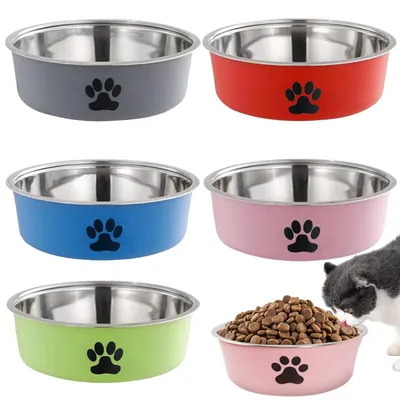 Produktbild von Hundenapf Edelstahl 5 Stück rutschfest mit Silikonboden für Hunde und Katzen