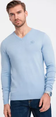 Produktbild von Ombre Klassischer Eleganter Herrenpullover mit V-Ausschnitt pale blue XXL
