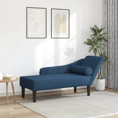 Image de Maison Exclusive - Chaise longue avec coussin en tissu bleu