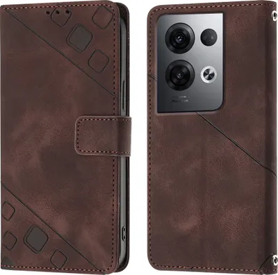 Produktbild von Hülle für OPPO Reno8 Pro 5G Prägung Flip Leder Brieftasche Schutzhülle mit Ständer Braun
