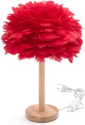 Image de Lampe de chevet Art déco plume rouge CBDPH