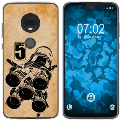 Produktbild von PhoneNatic Case kompatibel mit Motorola Moto G7 Silikon-Hülle Space Moon Rocket M3