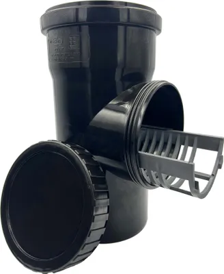 Obrázok produktu pre Čistič žľabov so sitkom, priemer 110 mm, čierny, AQUER